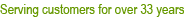 Serving customers for over 33 years